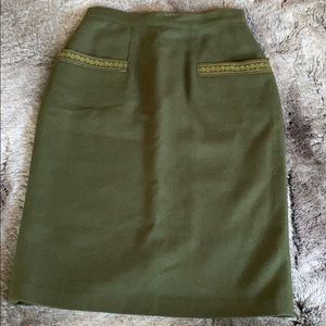 Italian Made Wool Skirt Embroider Detail